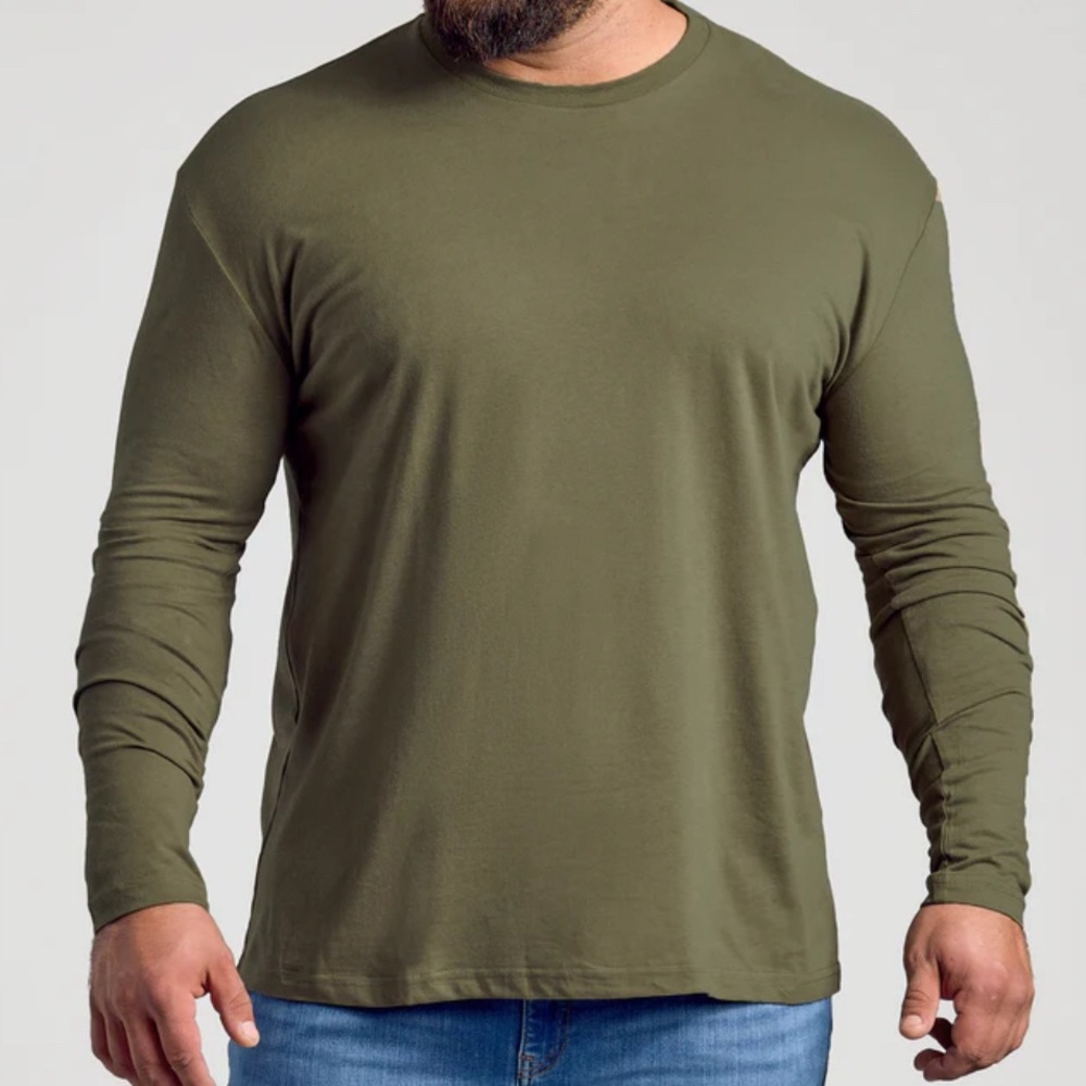 NEW True Classic Mens Large Long Sleeve Crew Neck Tee Shirt Green